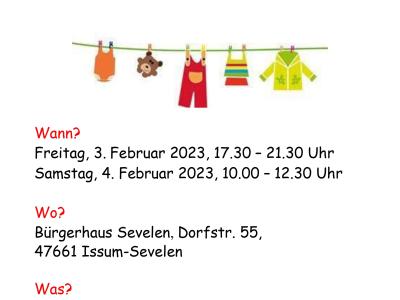 Flyer der Kinderkleidung- und Spielzeugbörse im Februar 2023